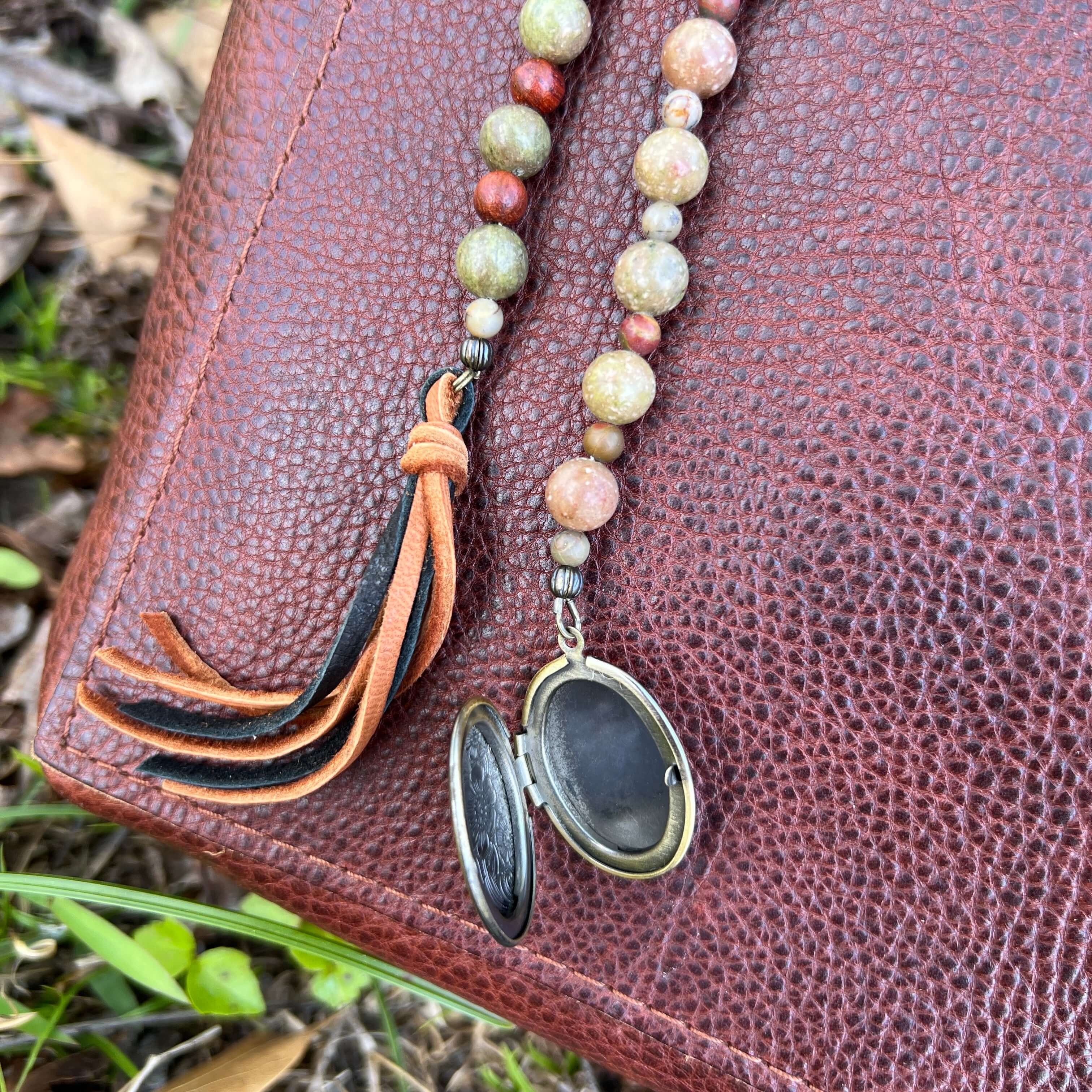 Beaded Bag Charm with Locket