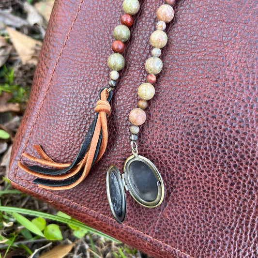 Beaded Bag Charm with Locket