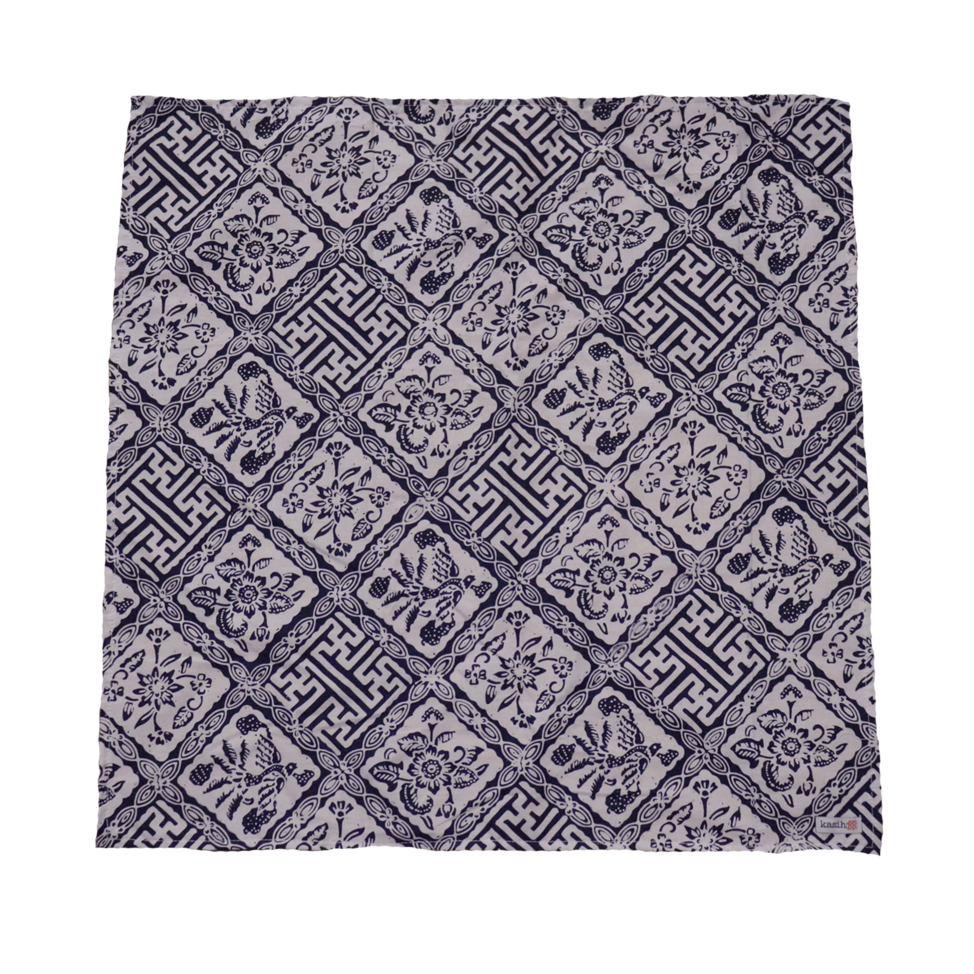 Navy Blue Hand-Dyed Batik Bandana Square Scarf