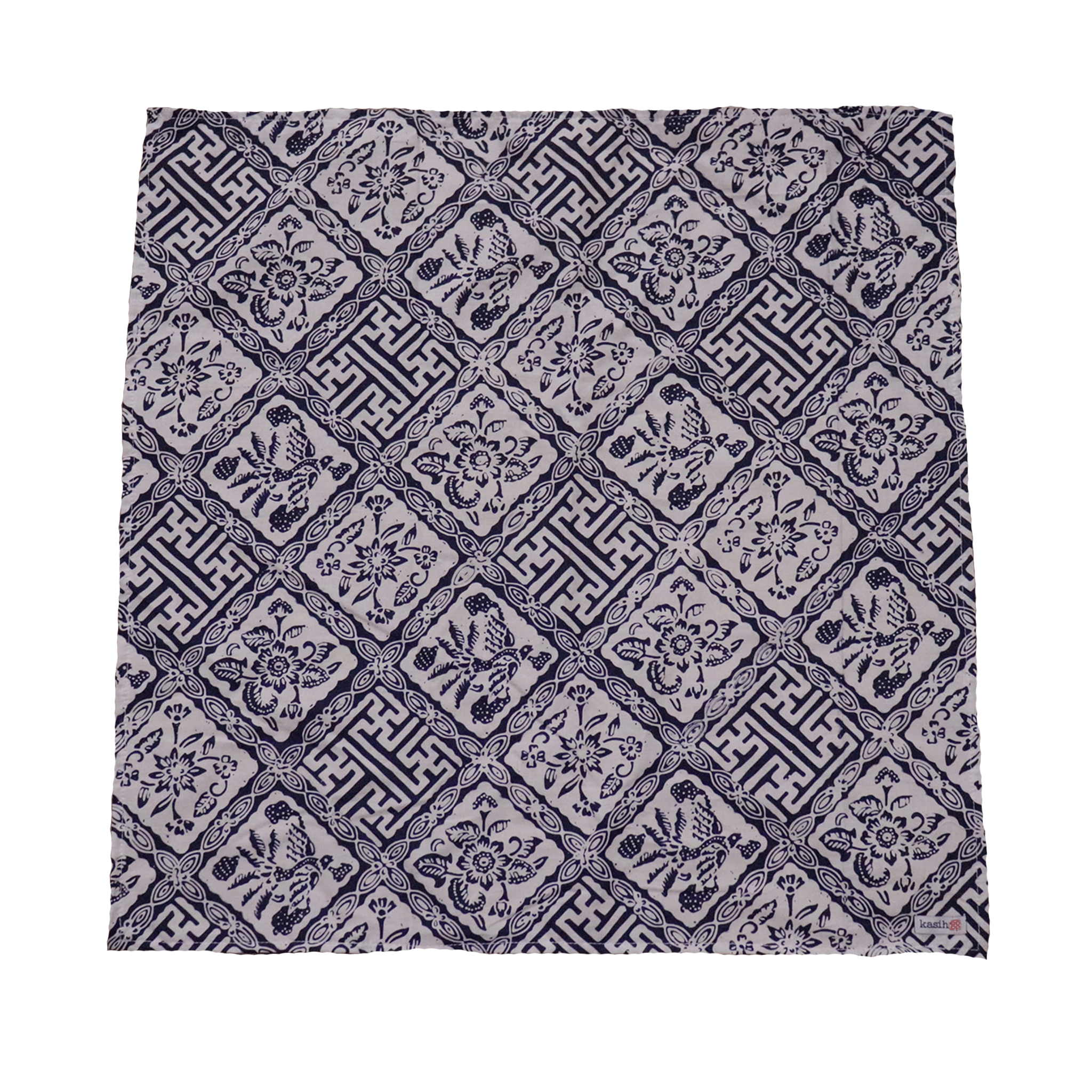 Navy Blue Hand-Dyed Batik Bandana Square Scarf