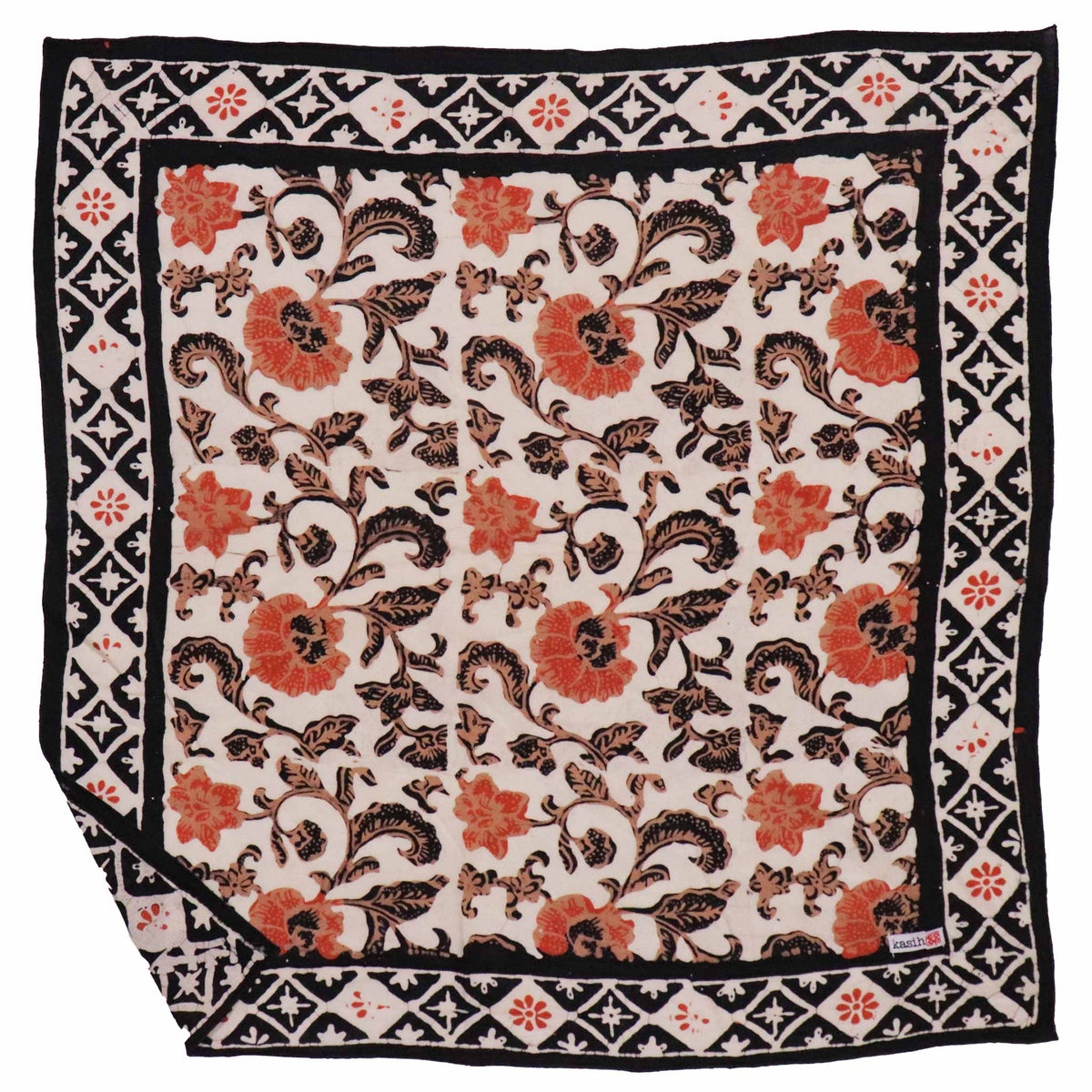 black and peach floral bandana scarf