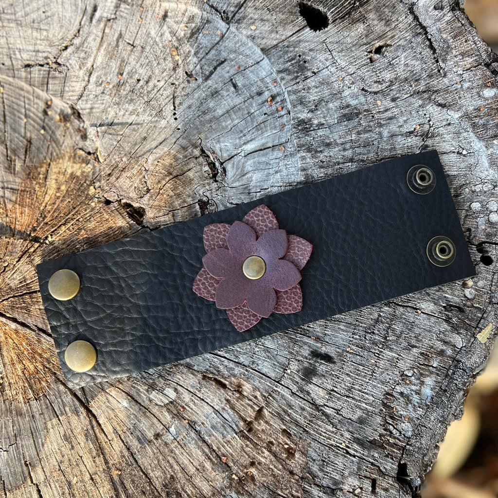 scarf cuff in black and purple