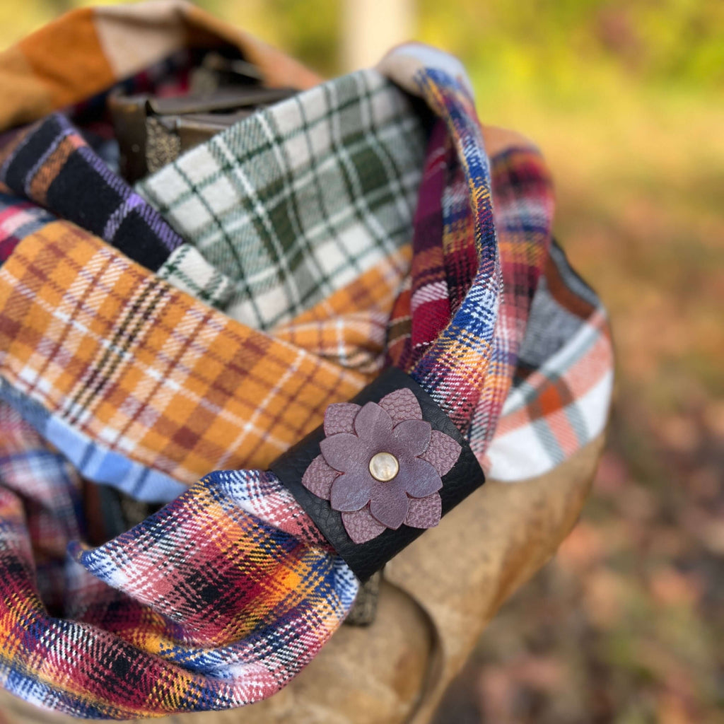 leather flower scarf cuff