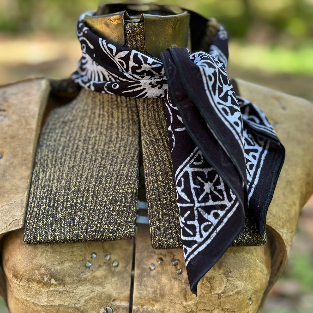 black and white batik bandana