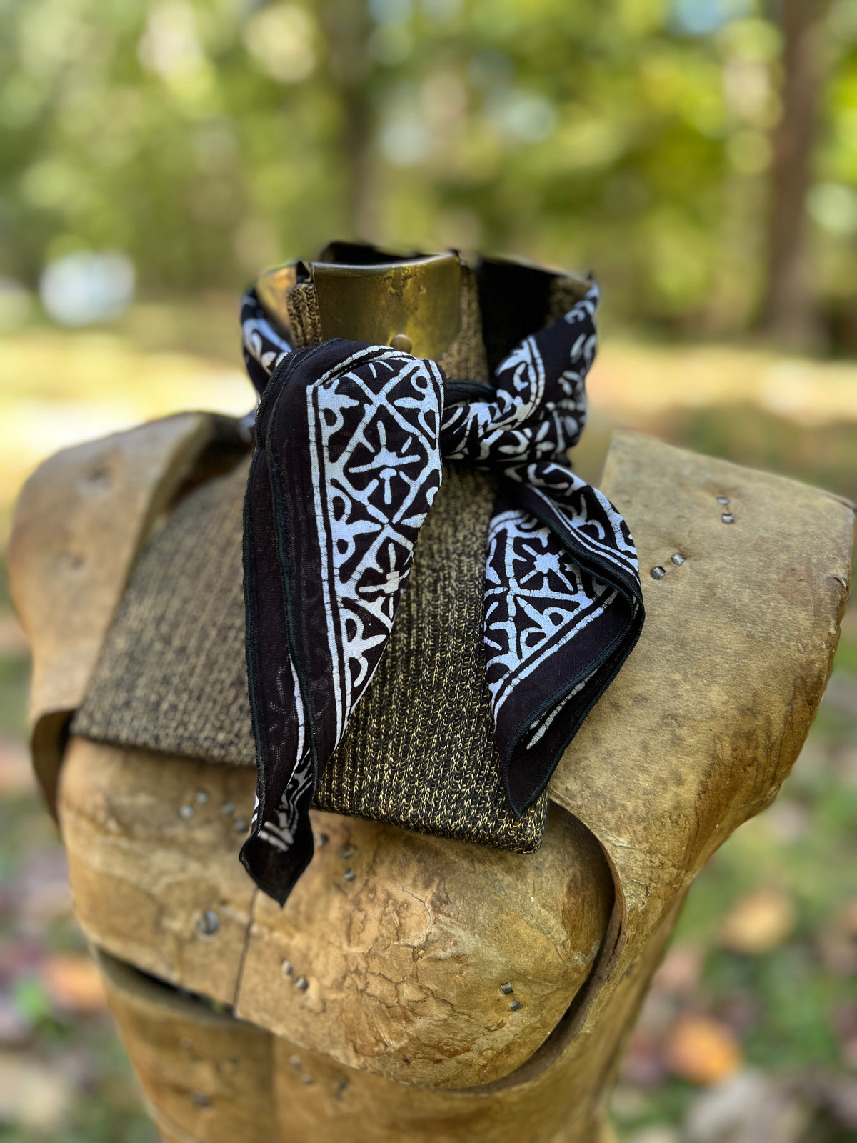 black and white batik bandana