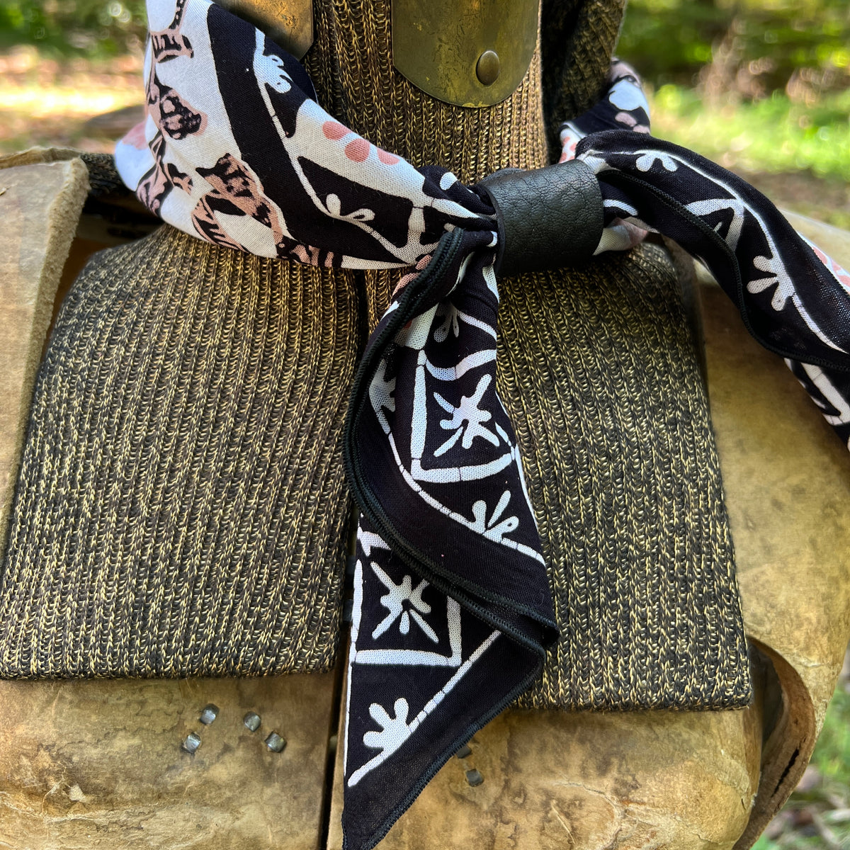 black floral neck scarf