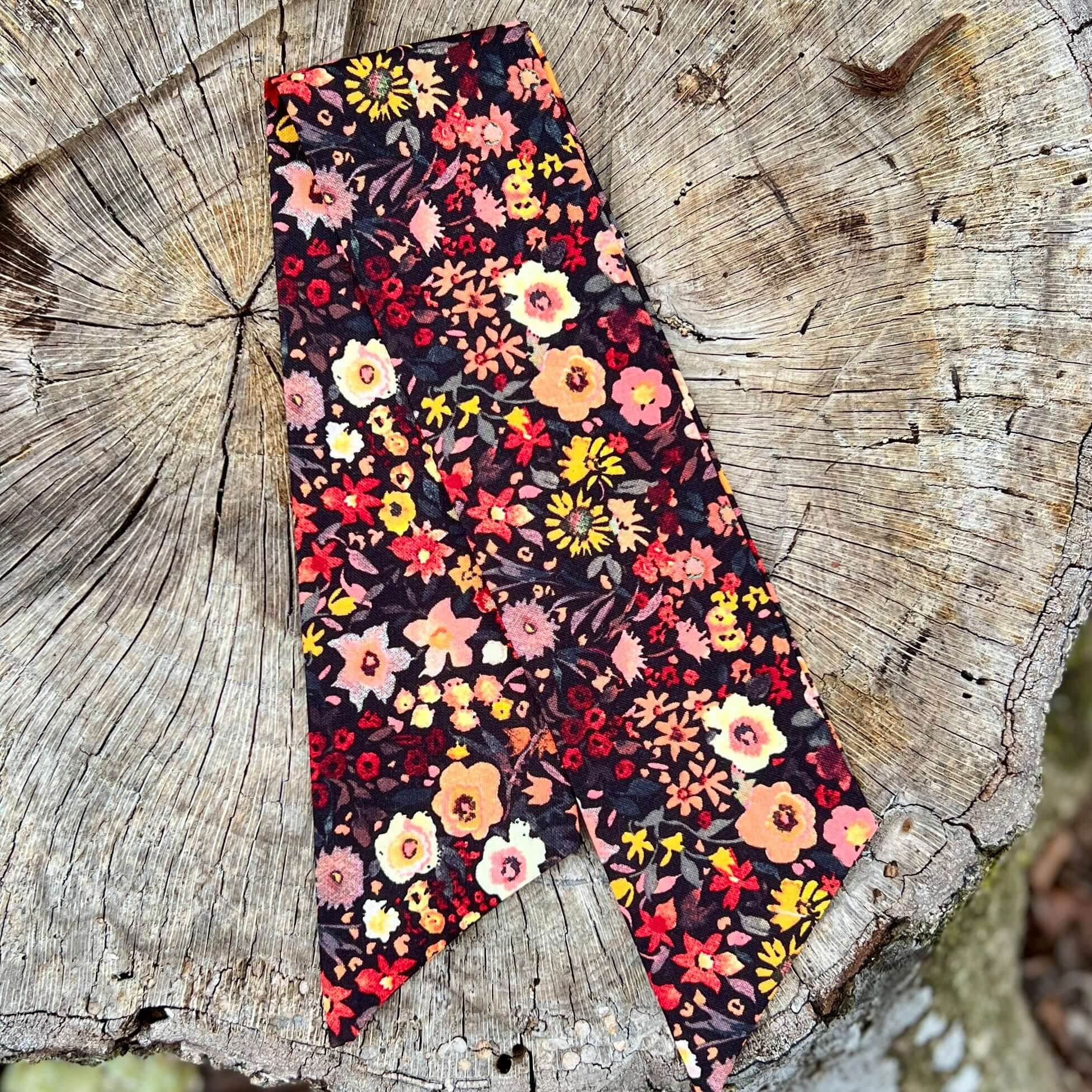 Slim Floral Purse Scarf - Retro Floral Black