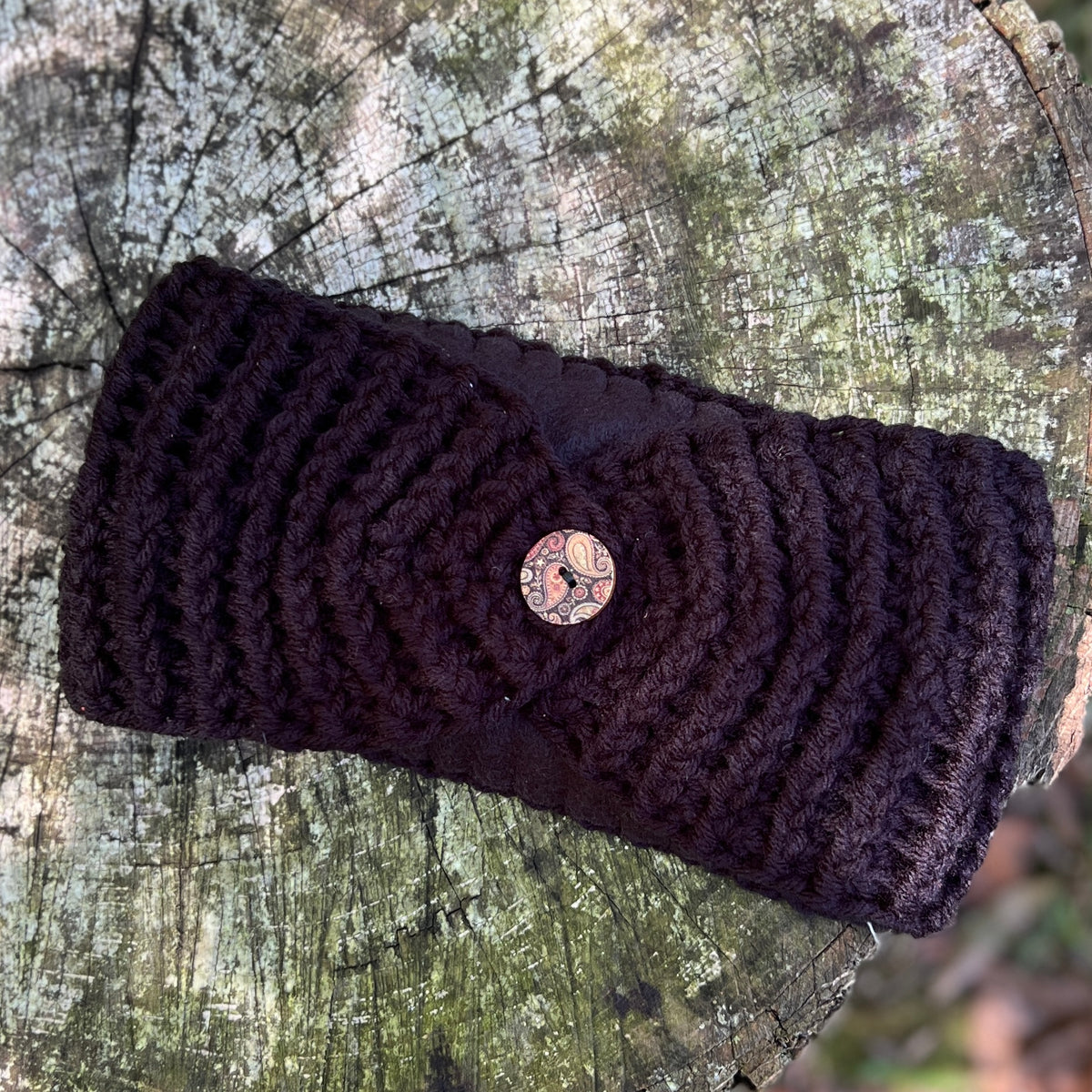 black winter headband with fleece lining