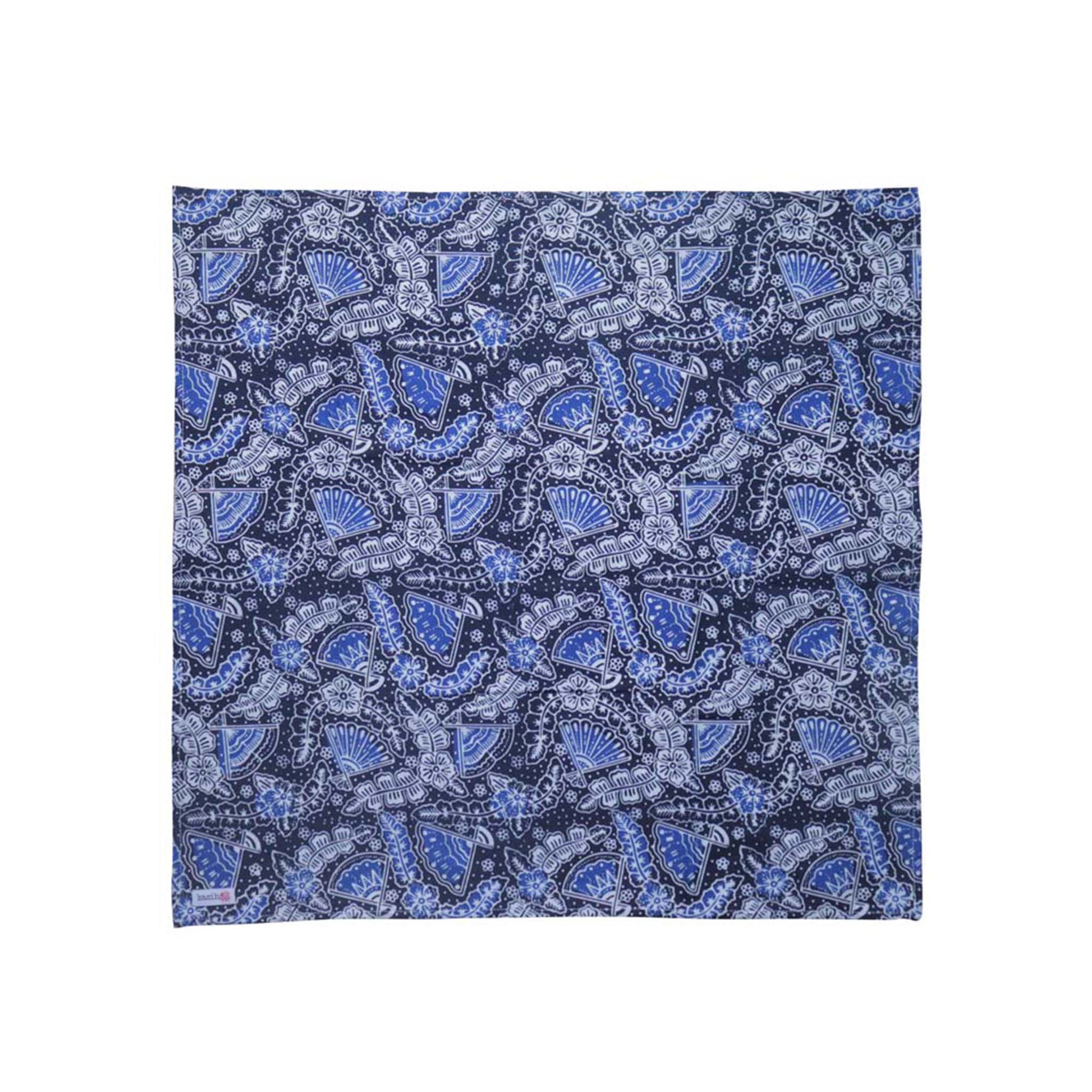 blue and black floral cotton bandana scarf