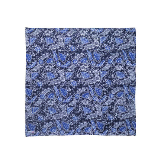 blue and black floral cotton bandana scarf