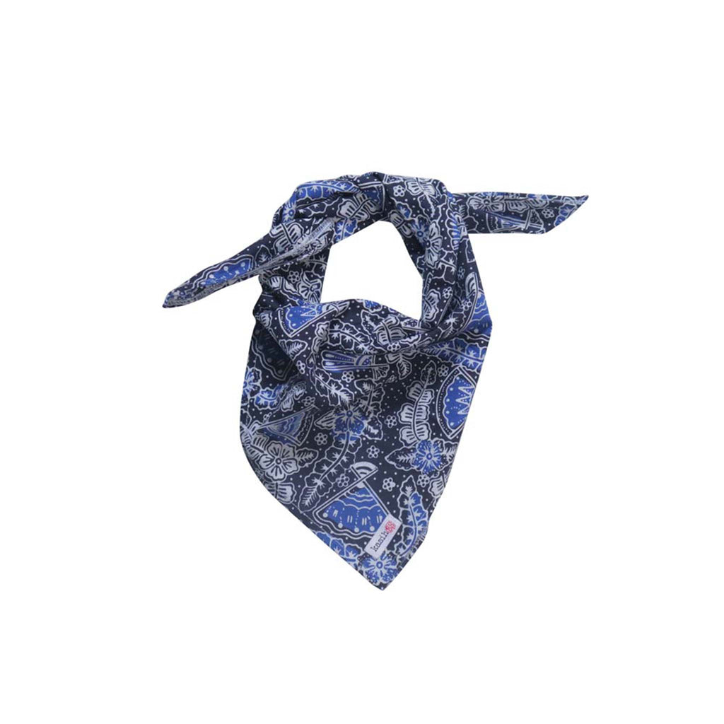 blue and black floral cotton bandana scarf
