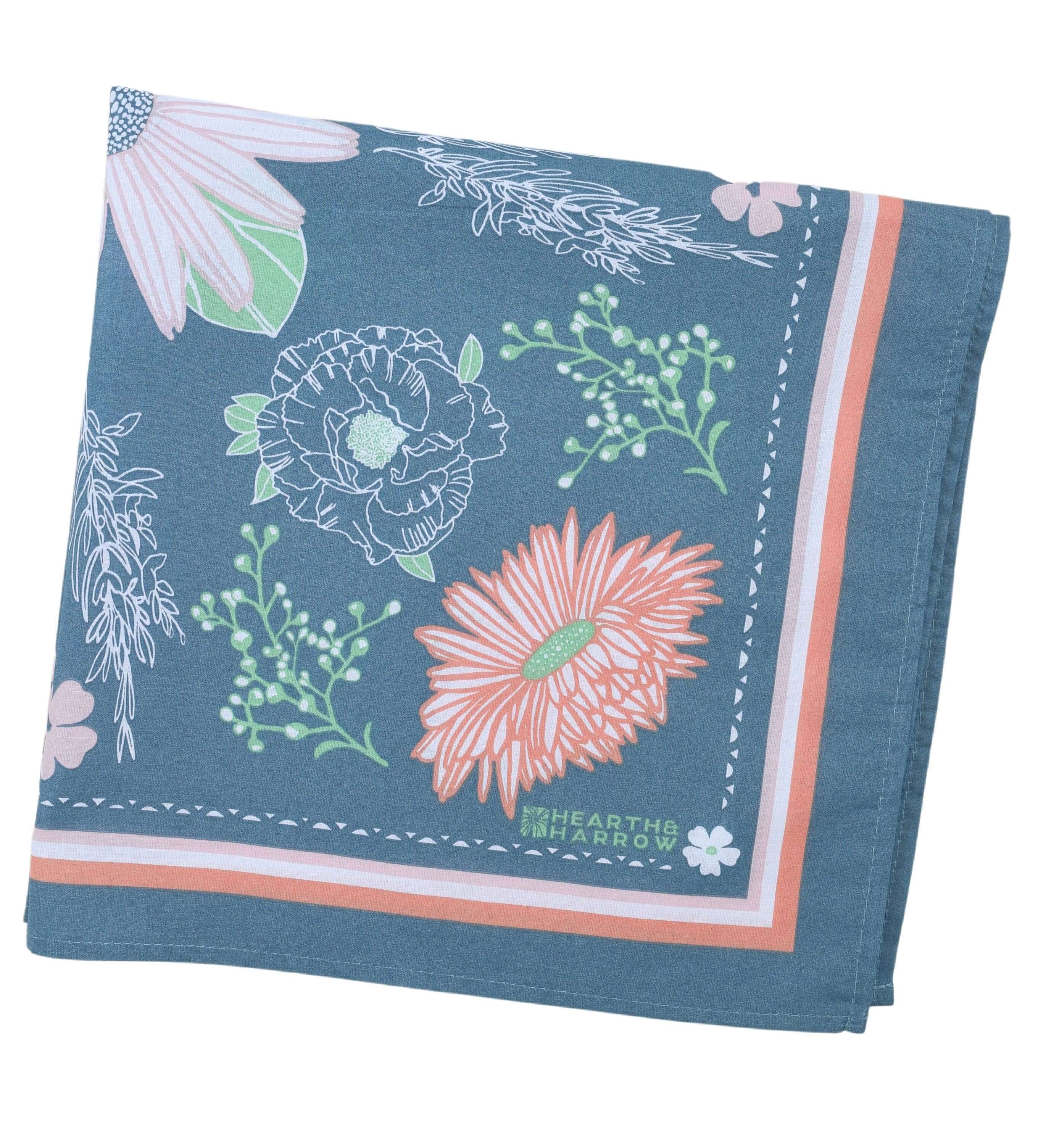 blue calendula print floral bandana