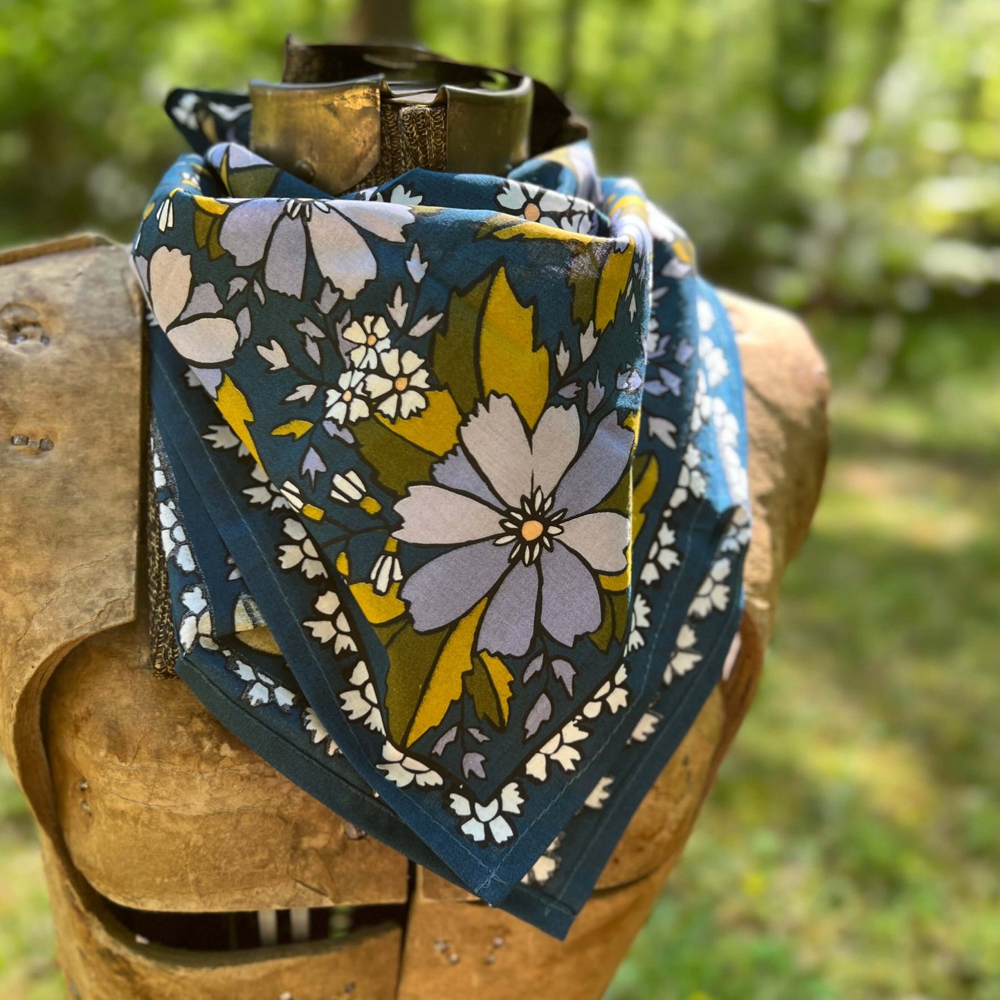 blue floral cotton bandana kerchief