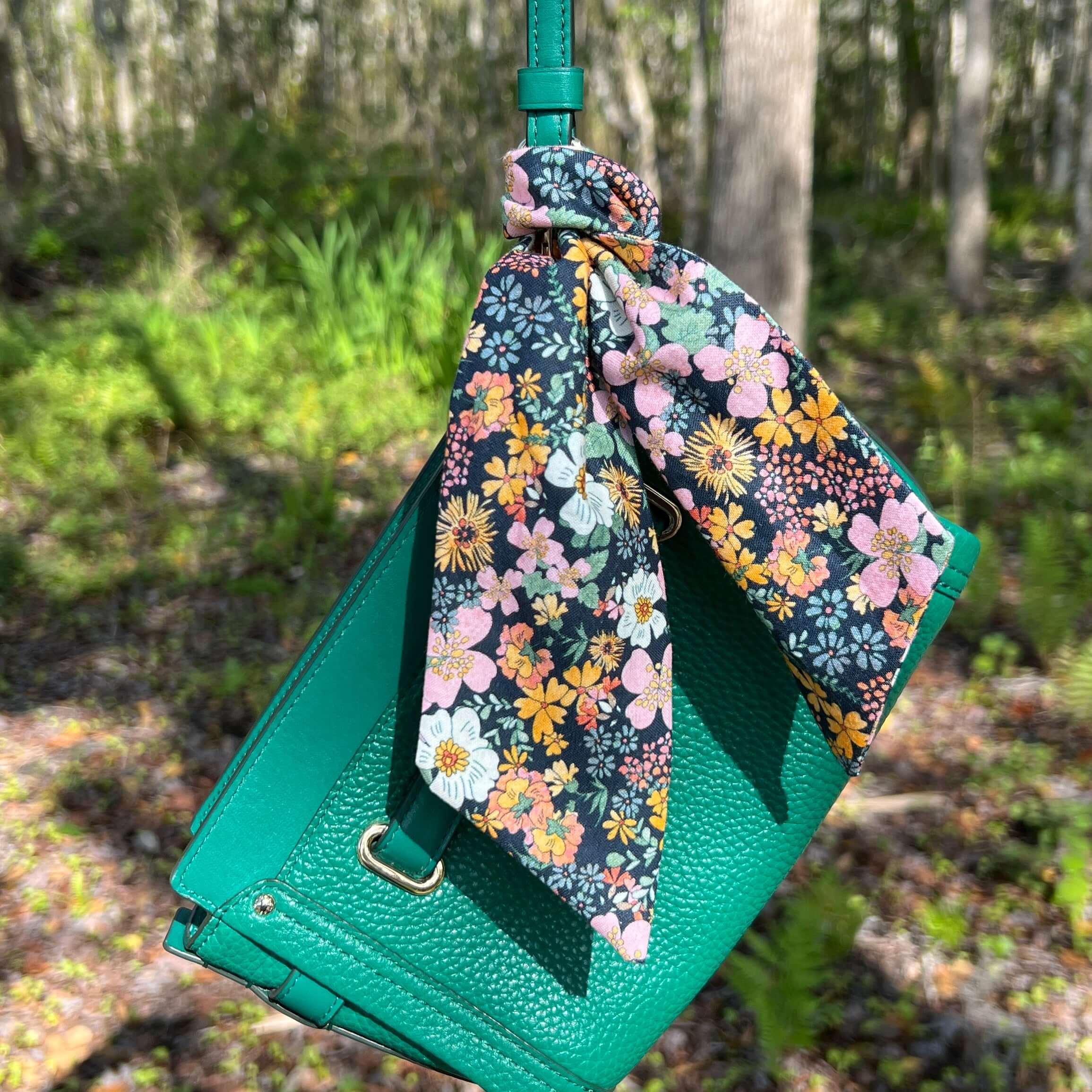 Slim Floral Scarf - Retro Floral Blue