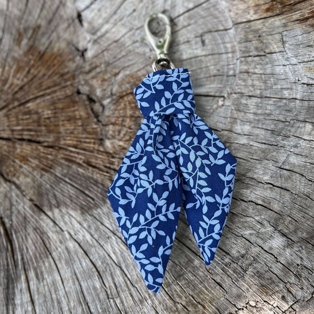 Purse Scarf Mini Key Chain - Blue Vines