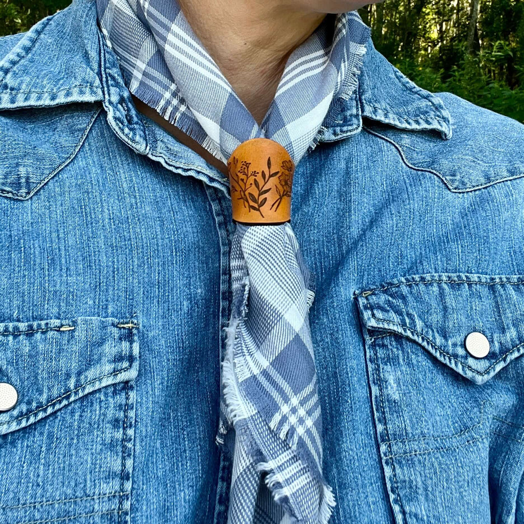 Bandana Scarf - Denim Blue Plaid