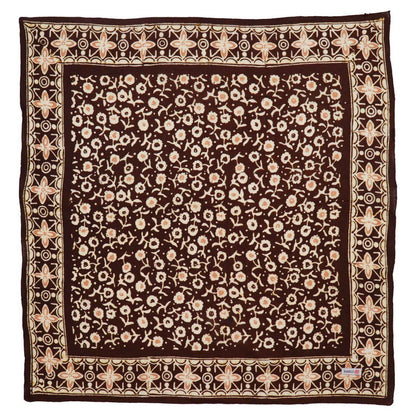 brown floral batik bandana scarf on white background