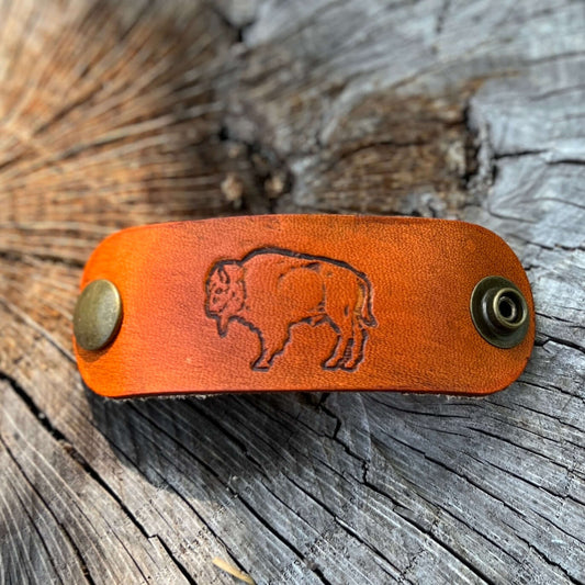 leather bandana slide with buffalo