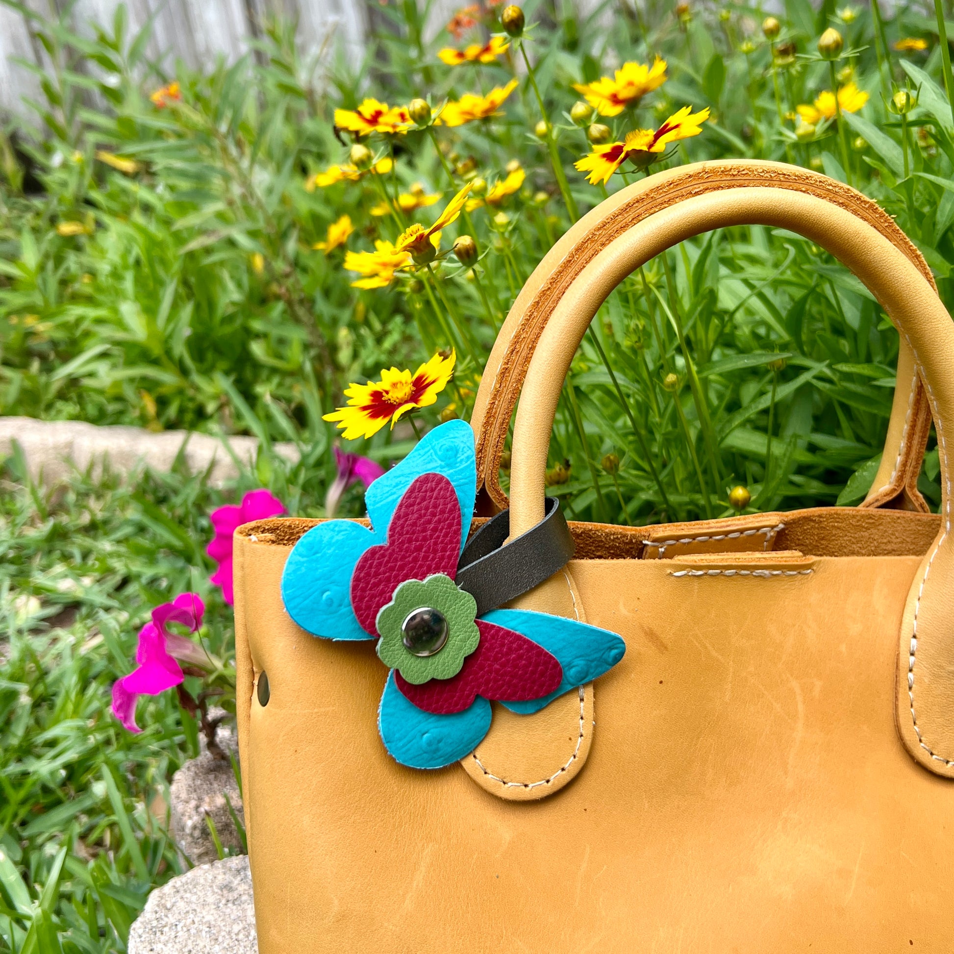 colorful snap on butterfly bag charm
