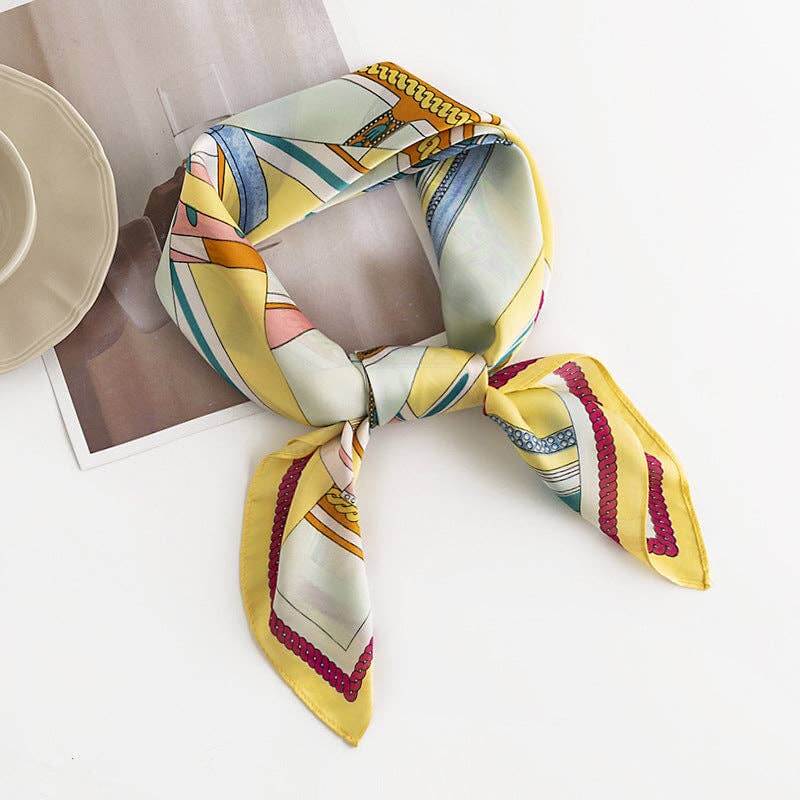 Floral Square Scarf - Silky Geometric Print