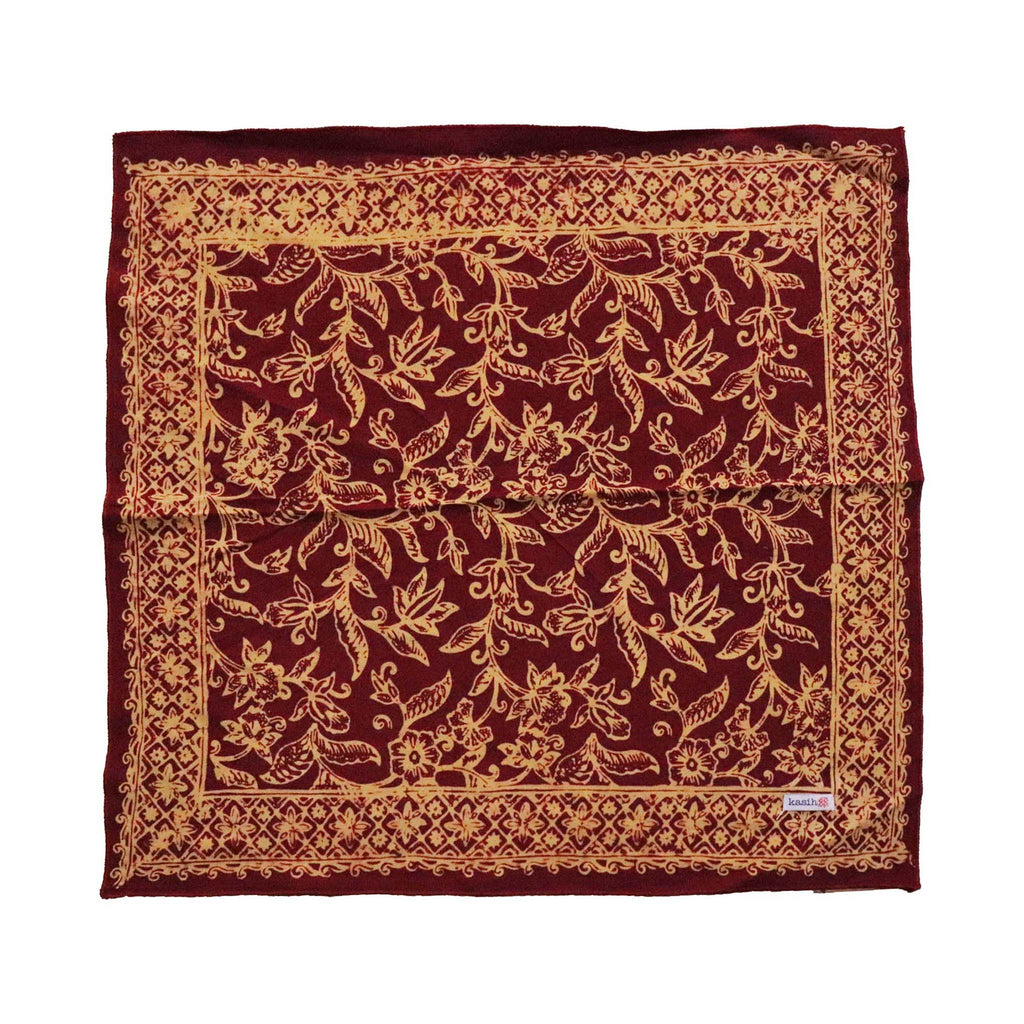 red and brown floral bandana