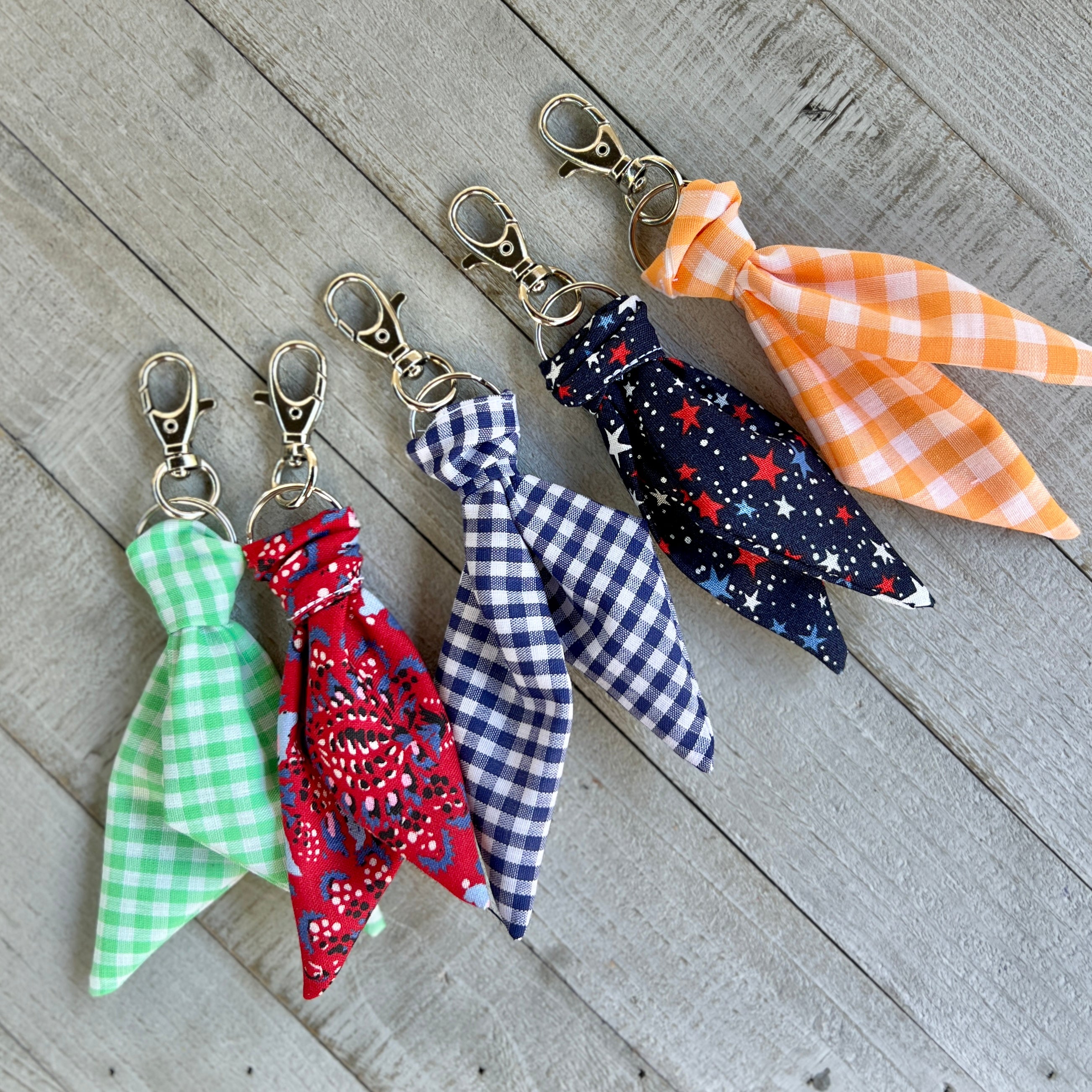cotton scarf key chains gingham and Americana