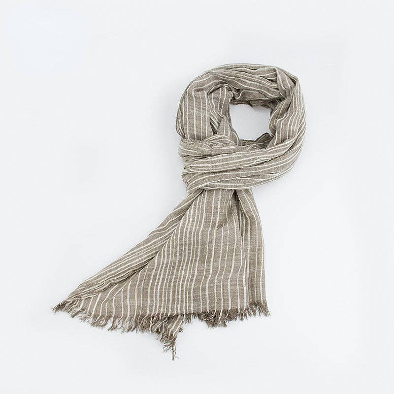 Soft Brown Striped Shawl Scarf