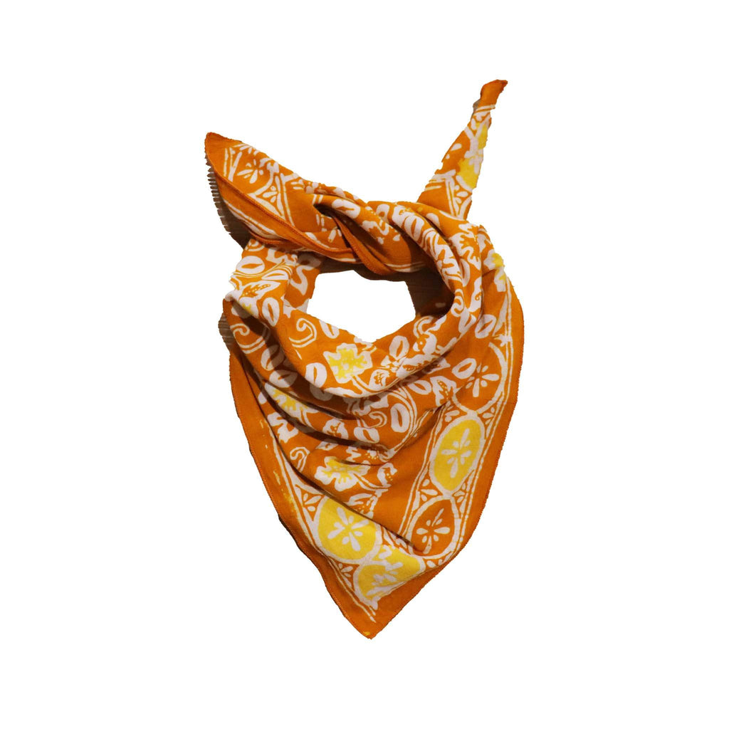 Bandana Square Scarf - Orange Hand Dyed Batik
