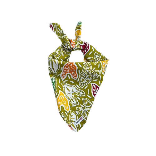 Bandana Scarf - Hand Dyed Batik White Green