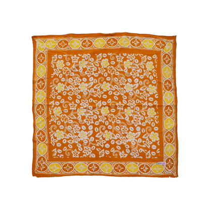 deep orange and yellow floral bandana scarf