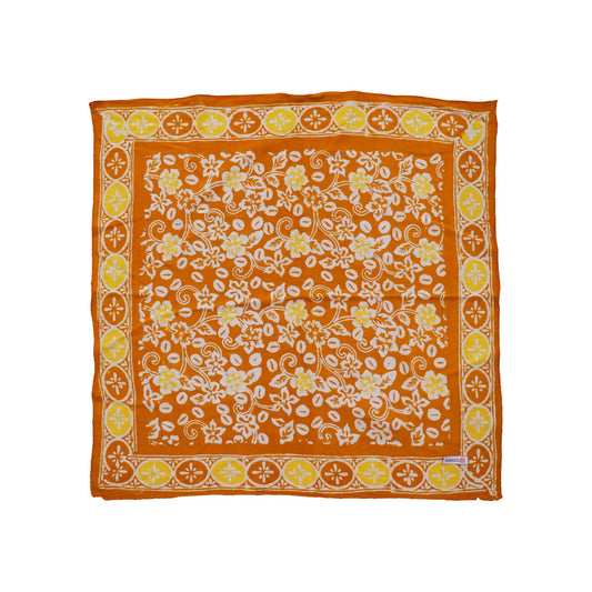 deep orange and yellow floral bandana scarf