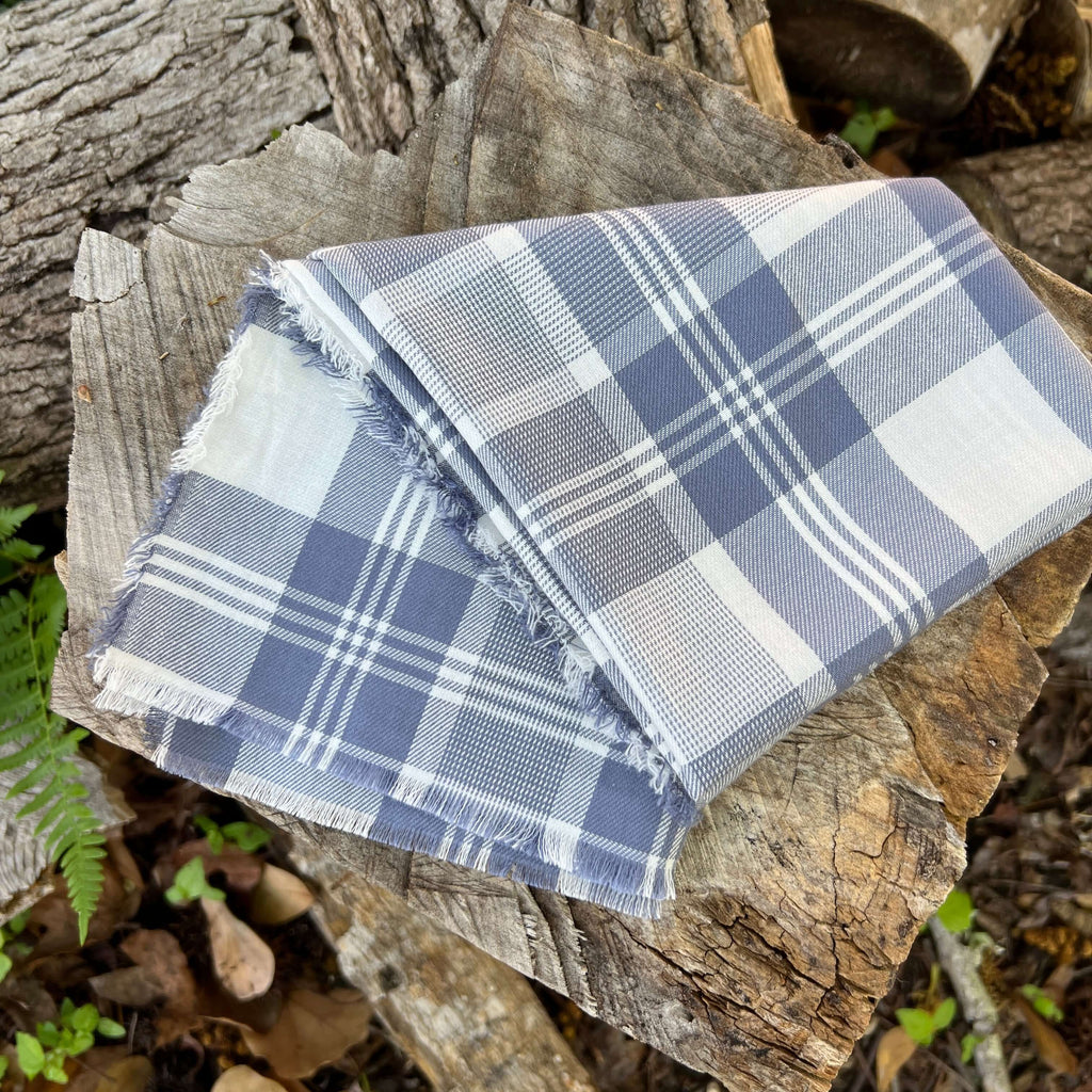 Bandana Scarf - Denim Blue Plaid