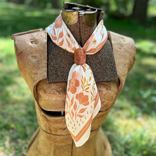 dessert floral silk bandana with leather slide