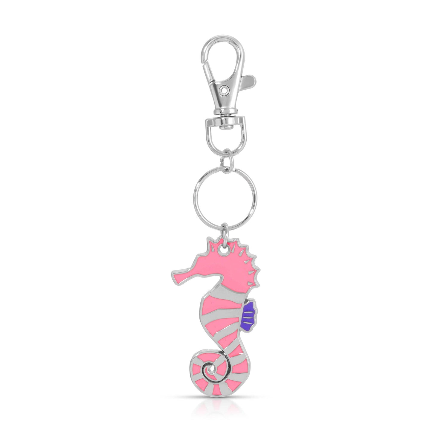 Ocean Life Keychain - Silver - Seahorse
