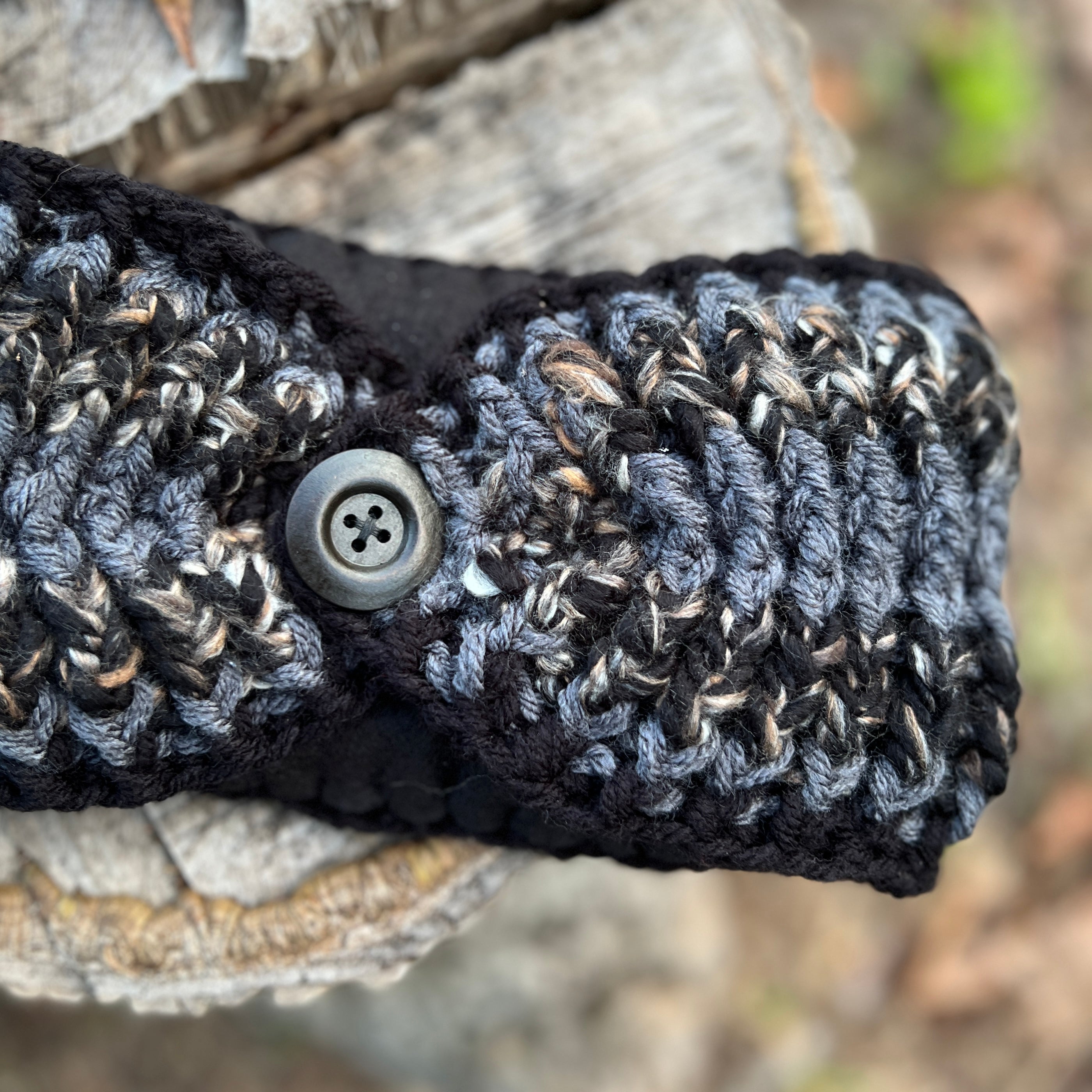 ear warmer winter headband in black stripe