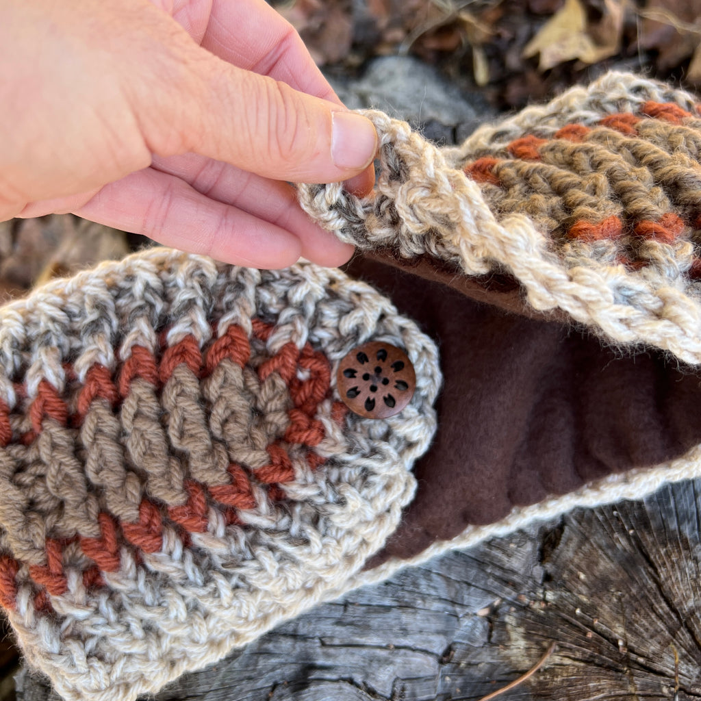 ear warmer winter headband in brown stripes 