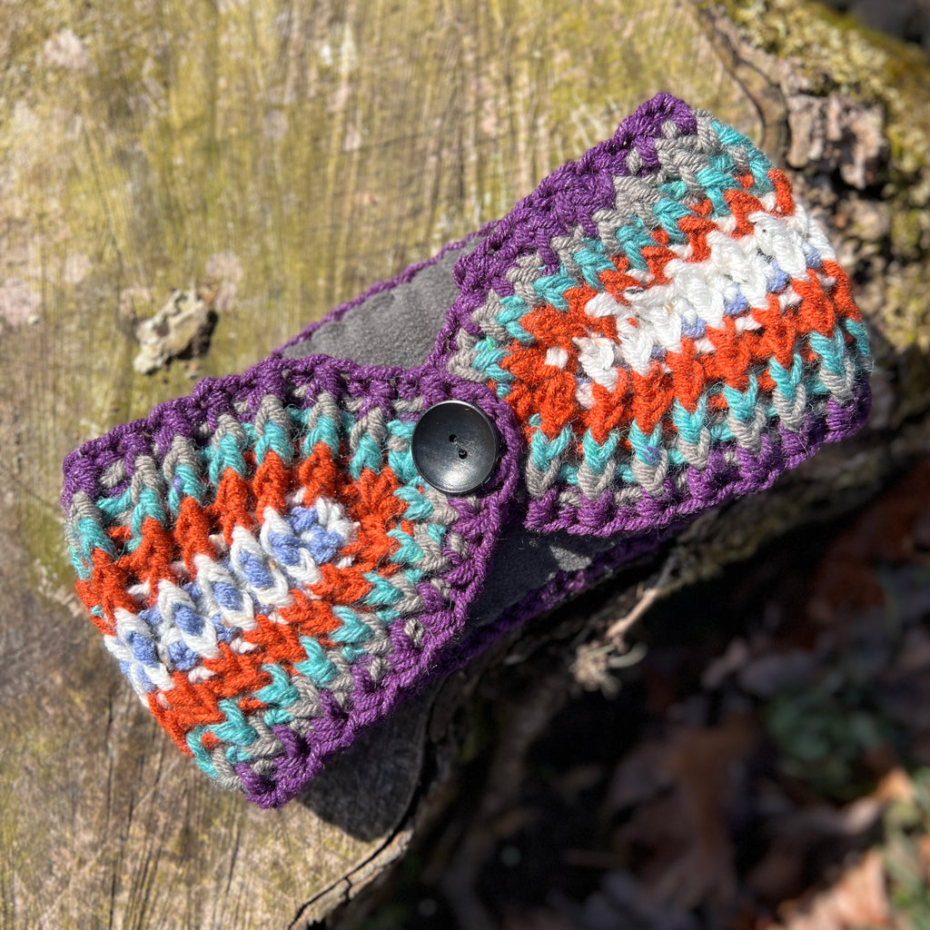 ear warmer with fleece lining in colorful stripes