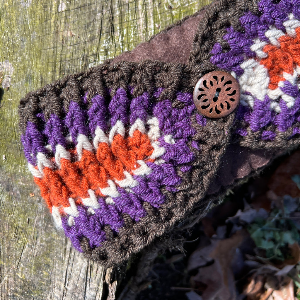 ear warmer with fleece lining in colorful stripes