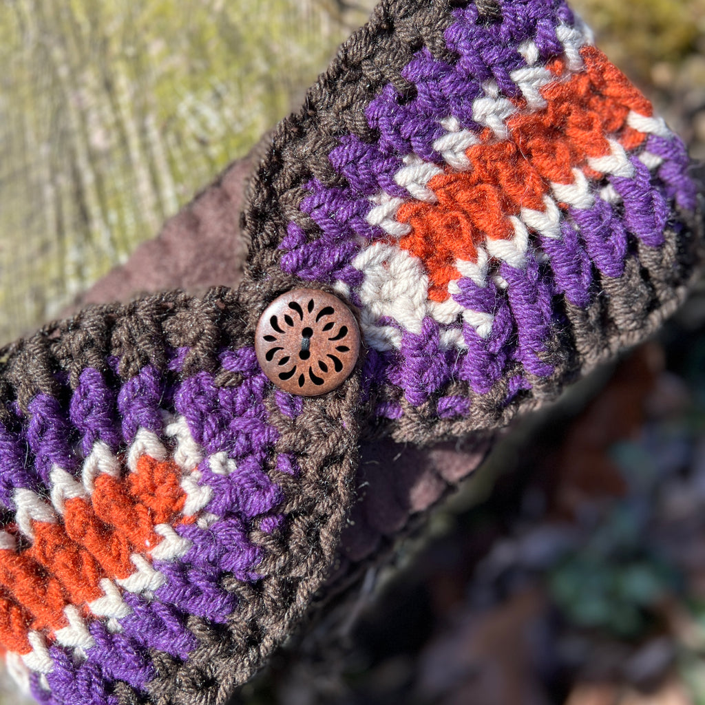 ear warmer with fleece lining in colorful stripes