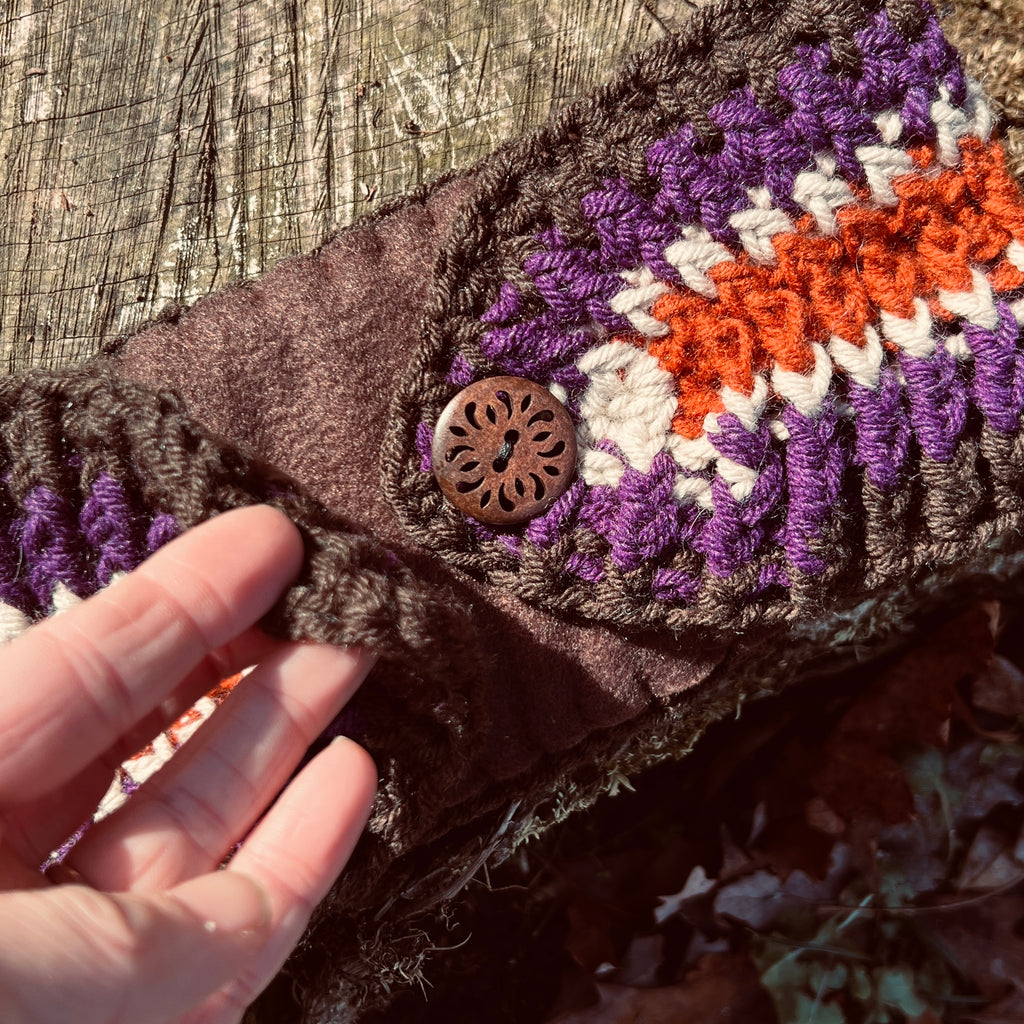 ear warmer with fleece lining in colorful stripes