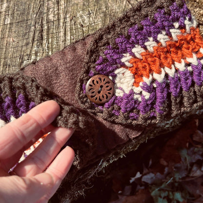ear warmer with fleece lining in colorful stripes