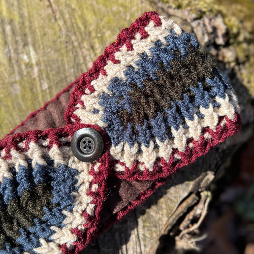 ear warmer with fleece lining in colorful stripes