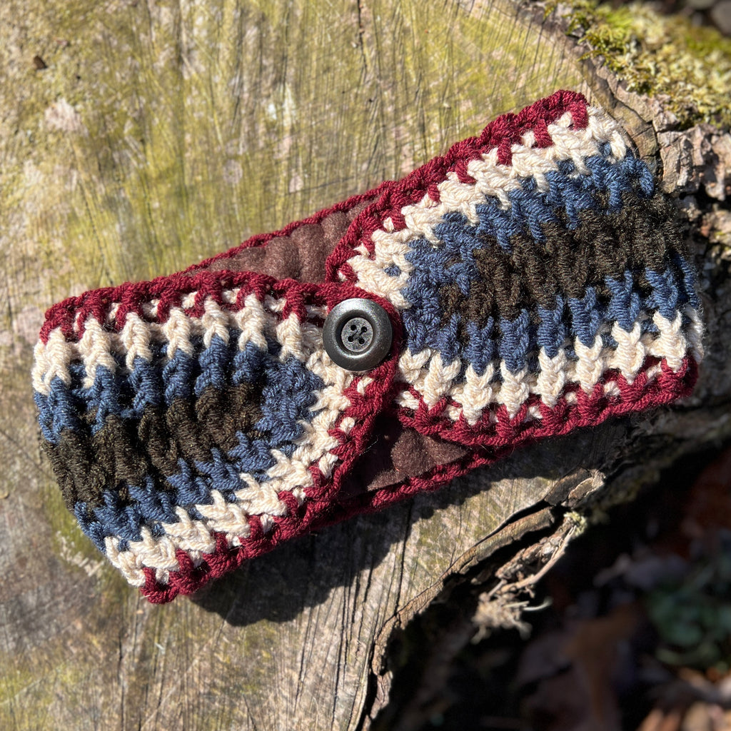 ear warmer with fleece lining in colorful stripes