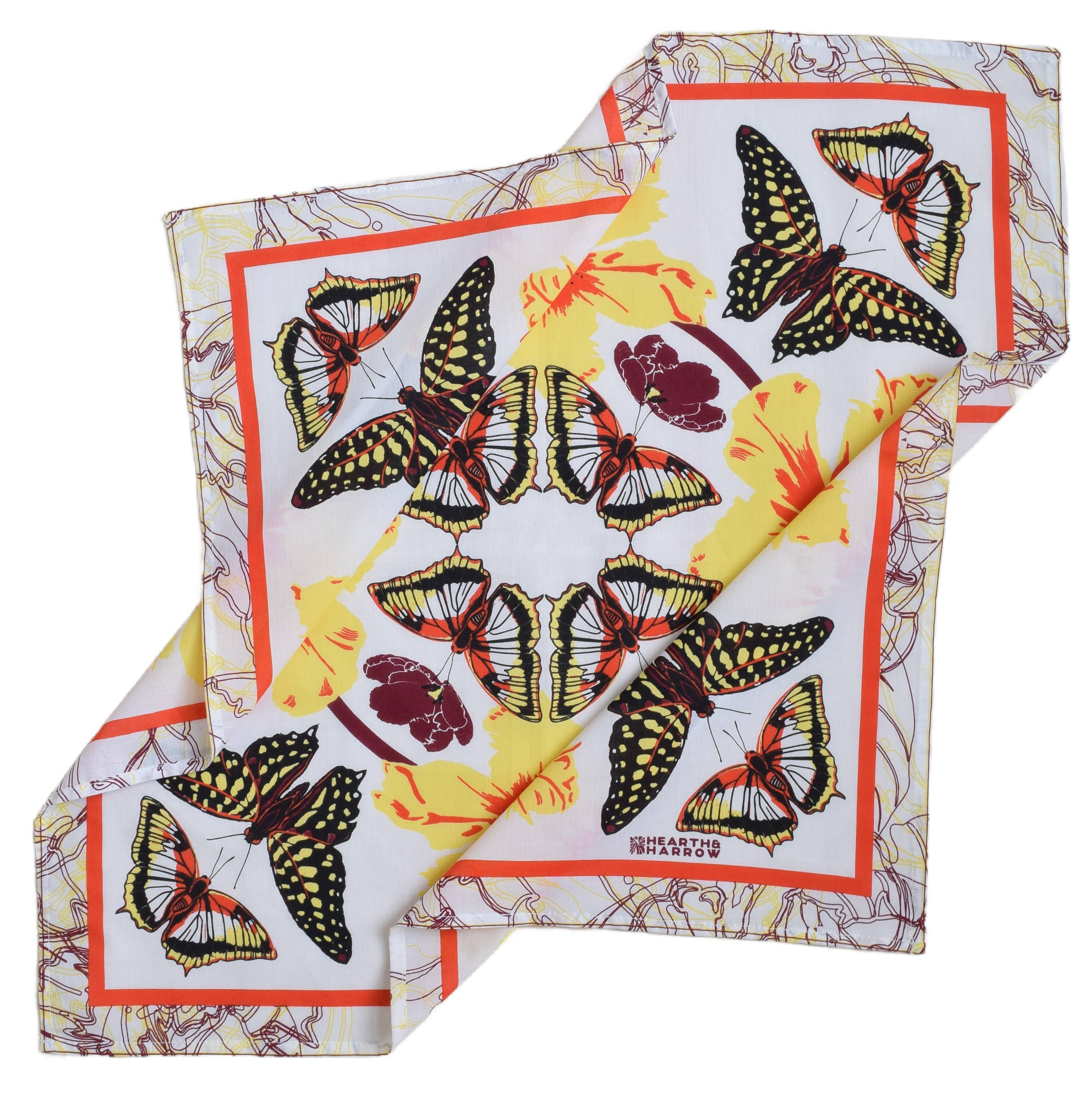 Butterfly Bandana - 100% Cotton - Pollinator Print - Floral