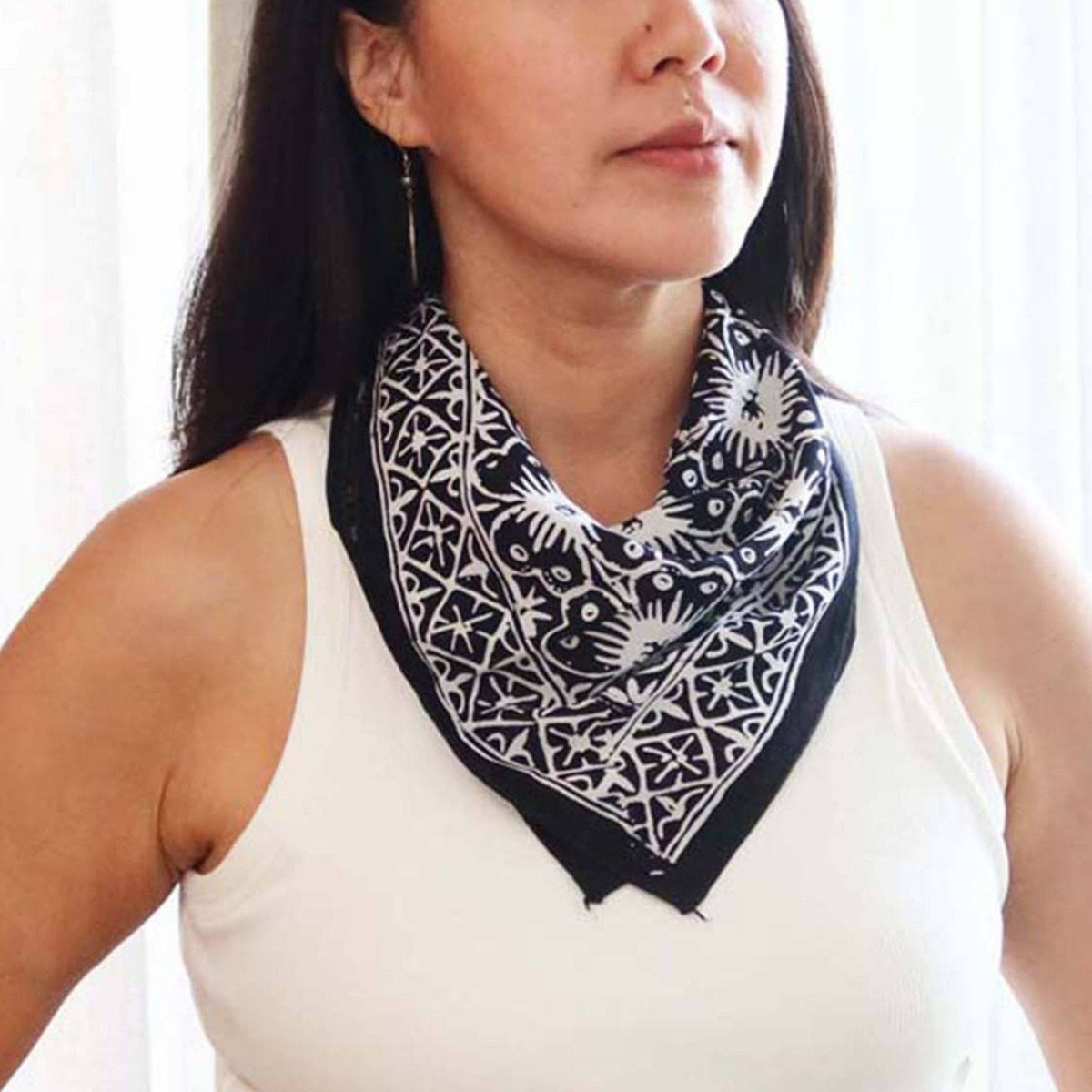 Batik Bandana in Black Floral