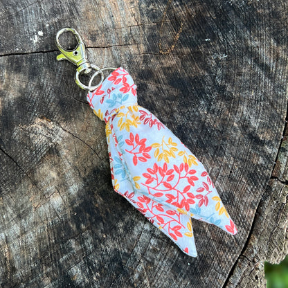 fall leaves print mini scarf keychain