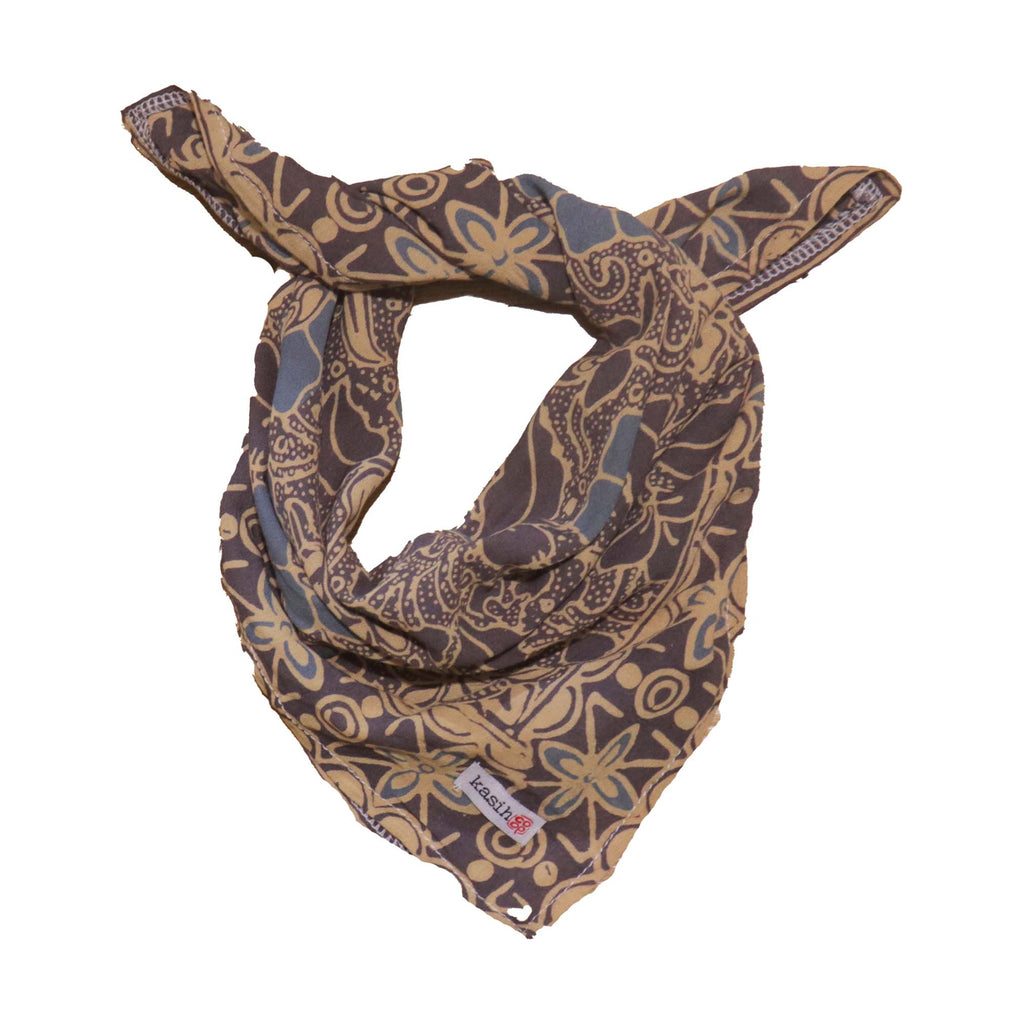 Batik Bandana - Gray Blue Spotted Flower