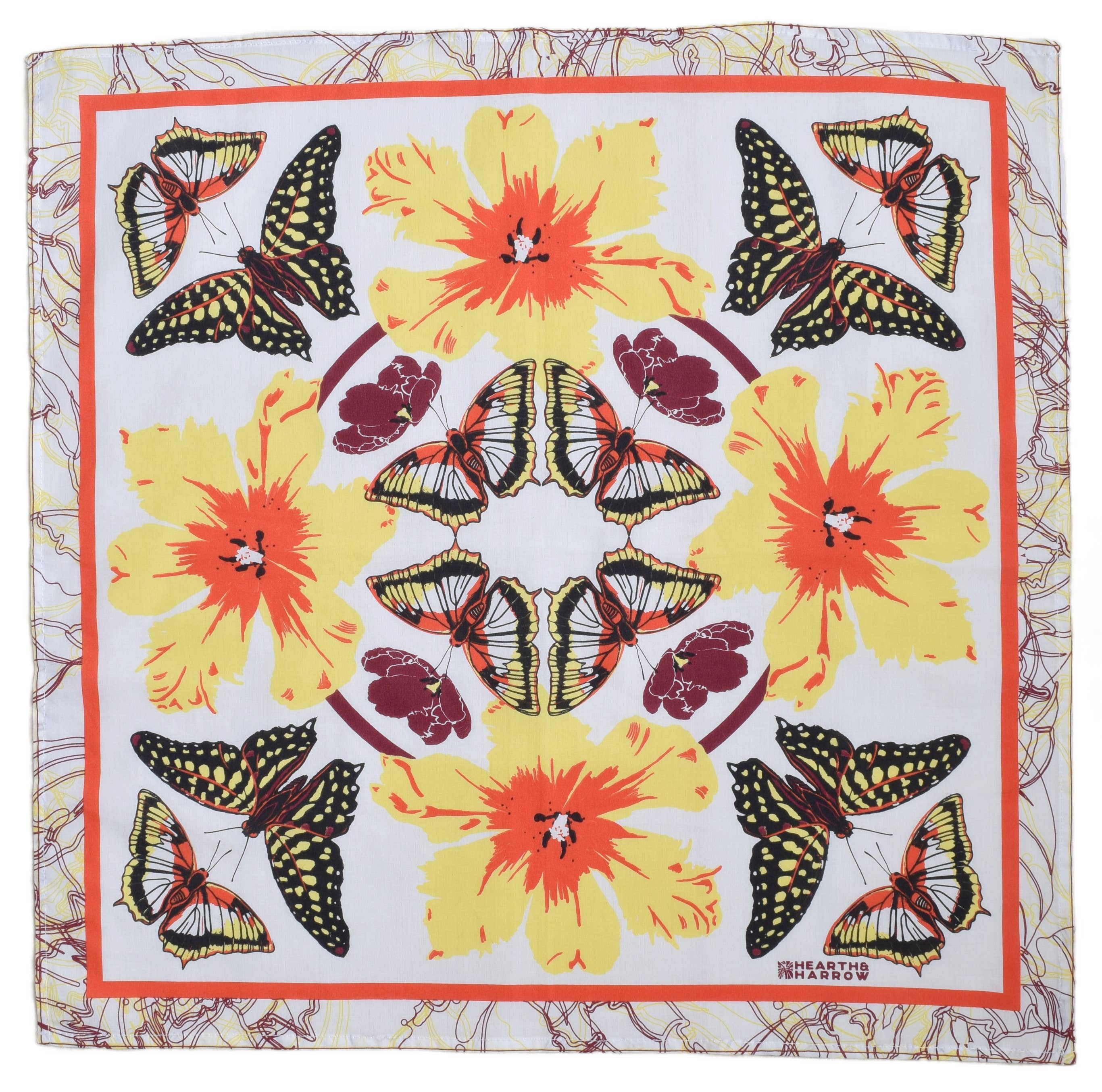Butterfly Bandana - 100% Cotton - Pollinator Print - Floral