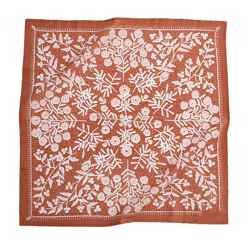 floral bandana in terra cotta brown