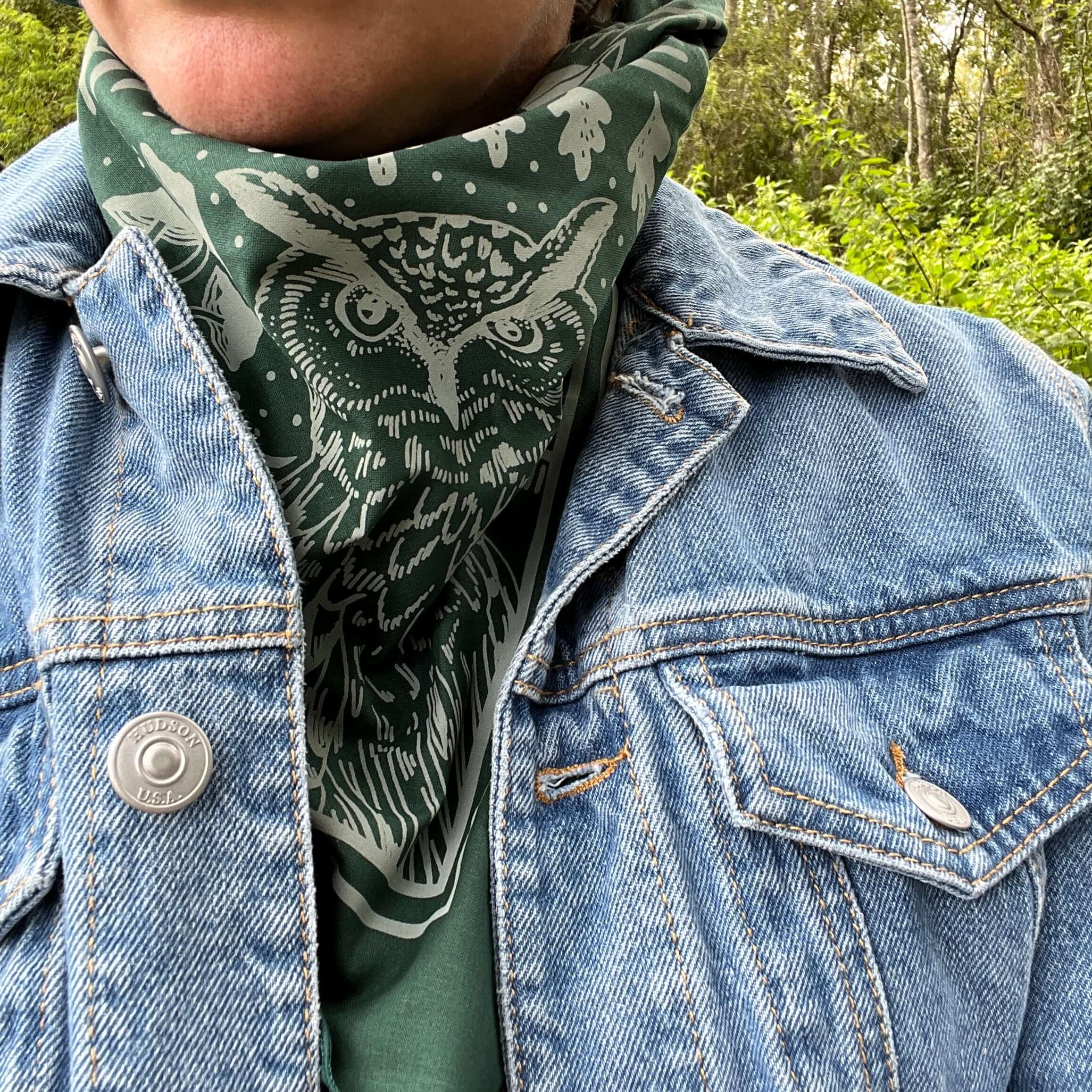 Bandana Square Scarf in Green Woodland
